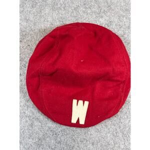 VTG 60s Wisconsin Badgers Stevens Newsboy Cap XL Red Wool Blend Retro Collegiate